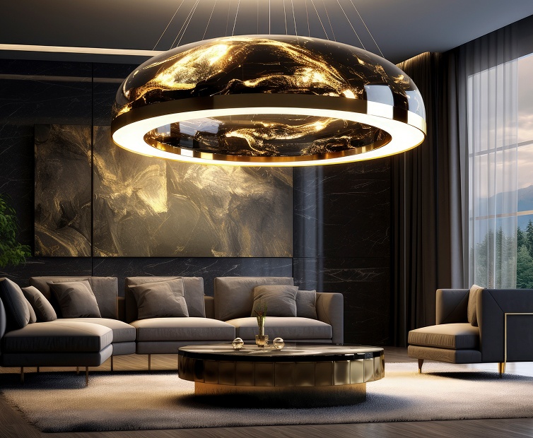 Luksusowe wnętrze z drewnianymi akcentami